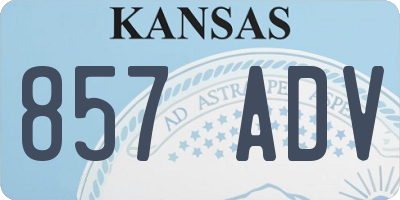 KS license plate 857ADV