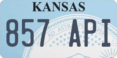 KS license plate 857API