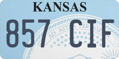 KS license plate 857CIF