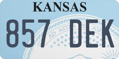 KS license plate 857DEK