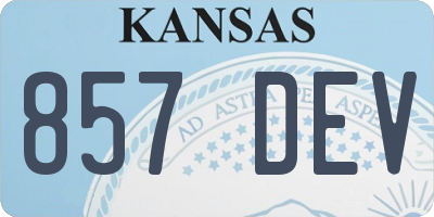 KS license plate 857DEV