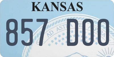 KS license plate 857DOO