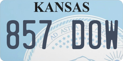 KS license plate 857DOW