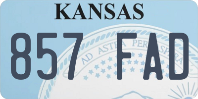 KS license plate 857FAD
