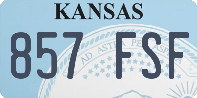 KS license plate 857FSF