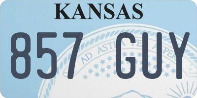 KS license plate 857GUY
