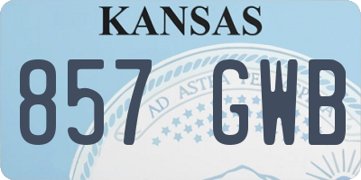 KS license plate 857GWB