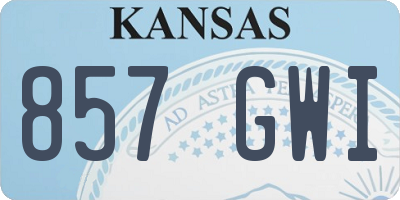 KS license plate 857GWI