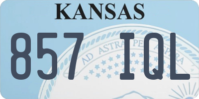 KS license plate 857IQL