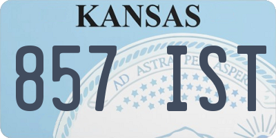 KS license plate 857IST