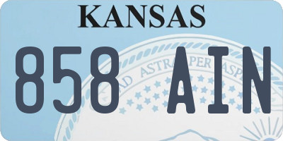KS license plate 858AIN