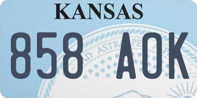 KS license plate 858AOK