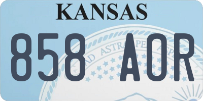 KS license plate 858AOR