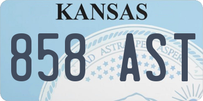 KS license plate 858AST