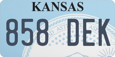 KS license plate 858DEK