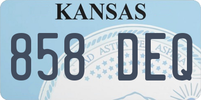 KS license plate 858DEQ