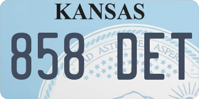 KS license plate 858DET