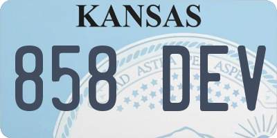 KS license plate 858DEV