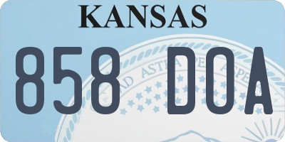 KS license plate 858DOA