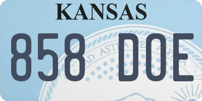 KS license plate 858DOE