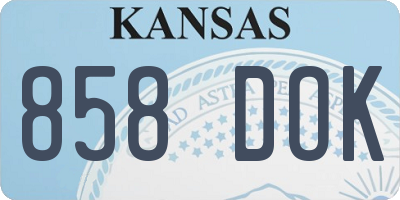 KS license plate 858DOK