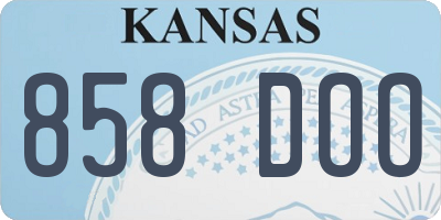KS license plate 858DOO