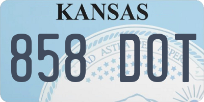 KS license plate 858DOT