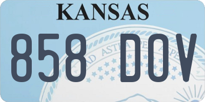 KS license plate 858DOV