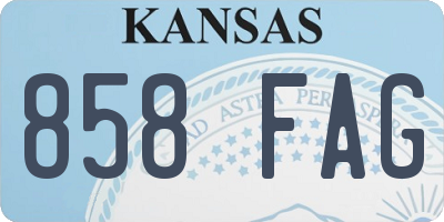 KS license plate 858FAG