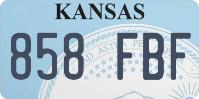 KS license plate 858FBF