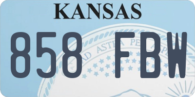 KS license plate 858FBW