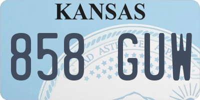 KS license plate 858GUW