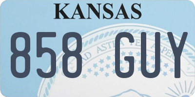 KS license plate 858GUY