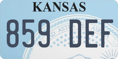 KS license plate 859DEF