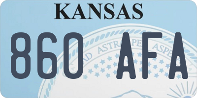 KS license plate 860AFA