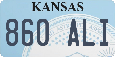 KS license plate 860ALI