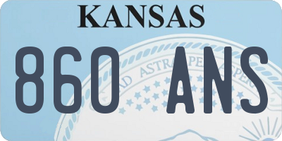 KS license plate 860ANS