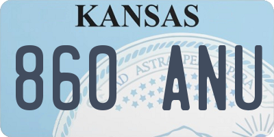 KS license plate 860ANU