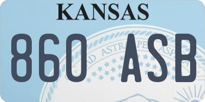 KS license plate 860ASB