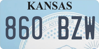 KS license plate 860BZW