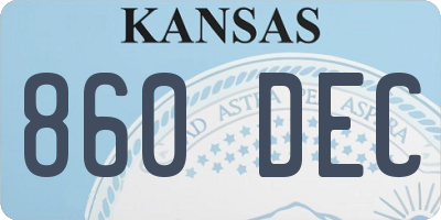 KS license plate 860DEC