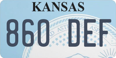 KS license plate 860DEF