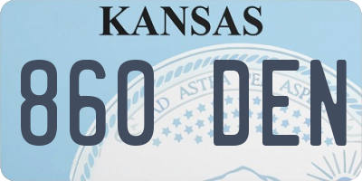 KS license plate 860DEN