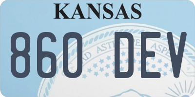 KS license plate 860DEV