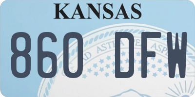 KS license plate 860DFW