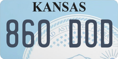 KS license plate 860DOD