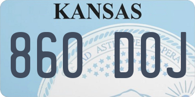 KS license plate 860DOJ