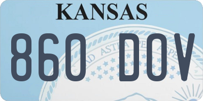 KS license plate 860DOV