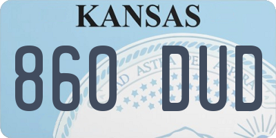 KS license plate 860DUD