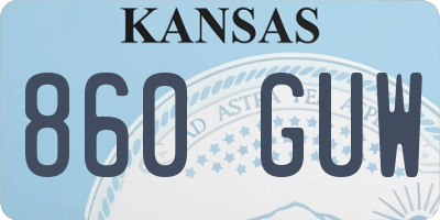 KS license plate 860GUW